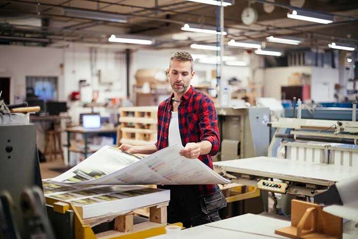 Man working in printing factory